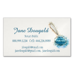 Watercolor Artistic  Feather Pen Classic Notary Bu Magnetic Business Card