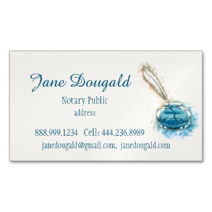 Watercolor Artistic  Feather Pen Classic Notary Magnetic Business Card