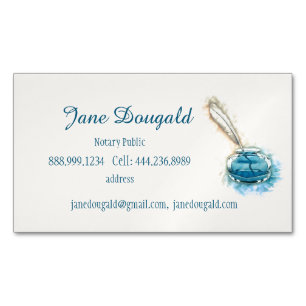 Watercolor Artistic Feather Pen Classic Notary Magnetic Business Card
