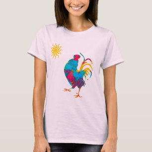 Watercolor Artsy Rooster King BarnYard T-Shirt