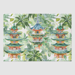 Watercolor Asian Pagoda in Verdant Landscape (11) Tissue Paper