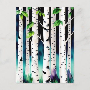 Watercolor Aspen Trees Postcard
