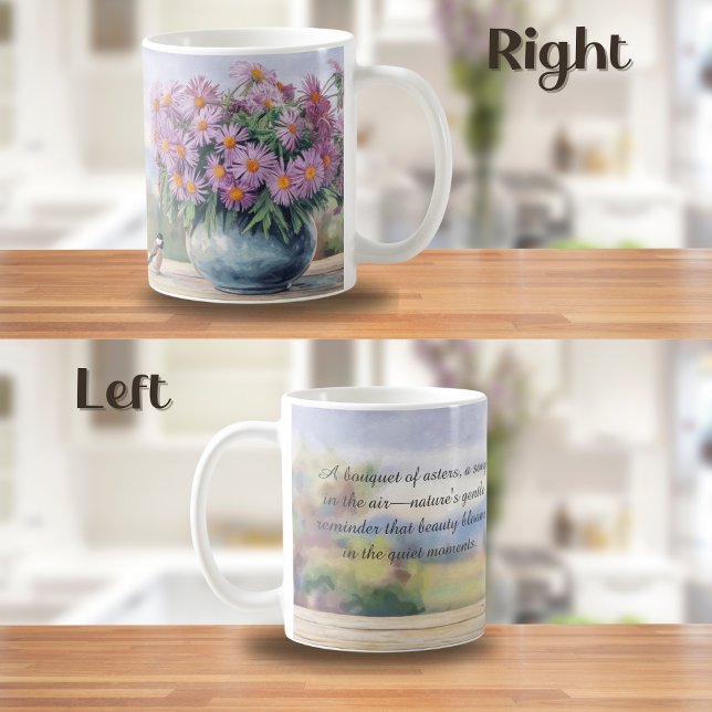 Watercolor Asters and Chickadee Quote Coffee Mug (Creator Uploaded)