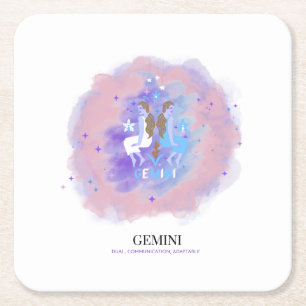 Watercolor Astrology - Gemini Coasters