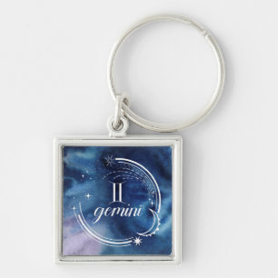 Watercolor Astrology - Gemini Keychain