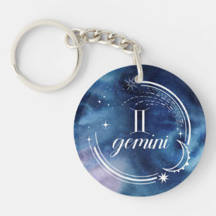 Watercolor Astrology - Gemini Keychain