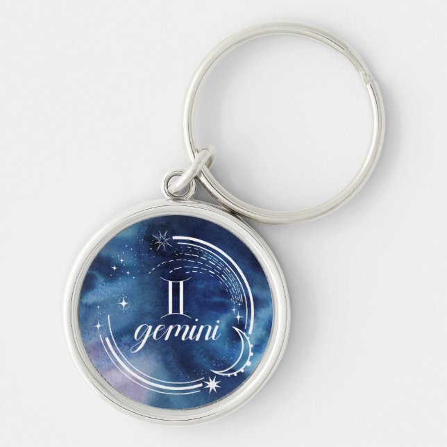 Watercolor Astrology - Gemini Keychain (Front)