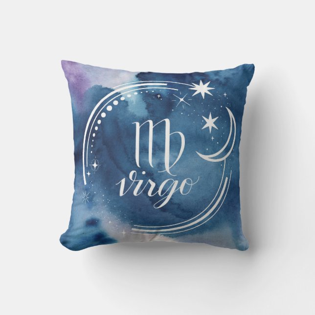 Watercolor Astrology - Virgo Throw Pillow (Front)