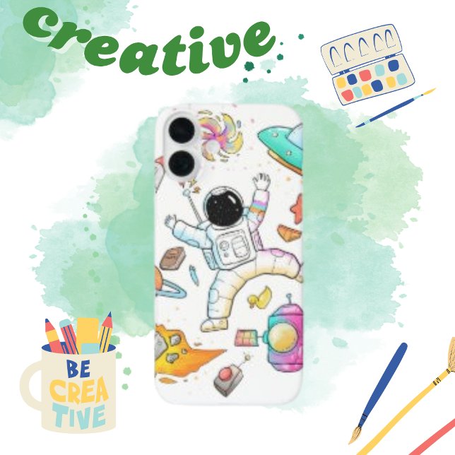 Watercolor Astronaut Cute Space Doodle  Case-Mate iPhone Case (Creator Uploaded)