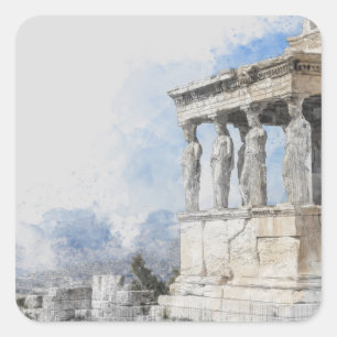 Watercolor Athens Greece Sticker – Ancient Ruins