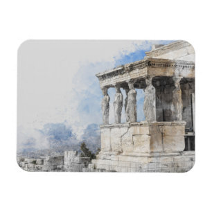 Watercolor Athens Magnet – Greek Ruins Souvenir