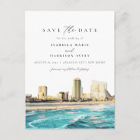 Watercolor Atlantic City New Jersey City Skyline