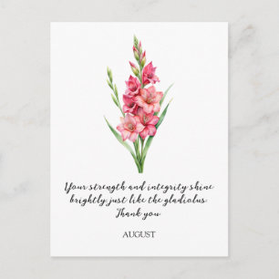 WATERCOLOR AUGUST GLADIOLUS BIRTH FLOWER POSTCARD