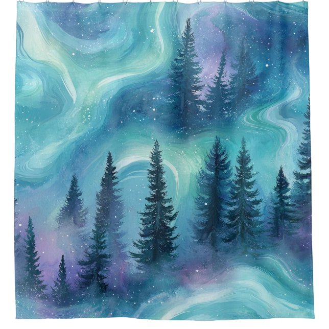 Watercolor Aurora Borealis Forest (1) (Front)