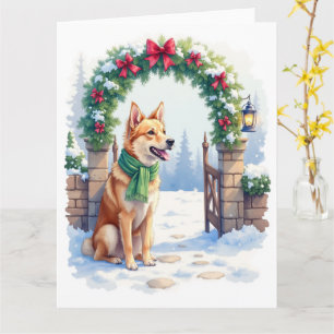 Watercolor Australian Kelpie Countryside Gate Card