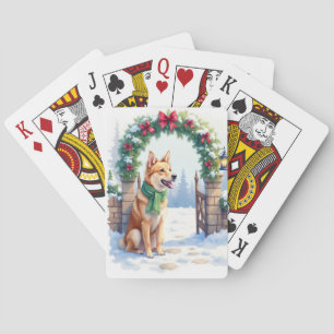 Watercolor Australian Kelpie Countryside Gate Playing Cards