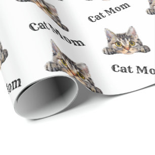 Watercolor Australian Mist Cat Mom Pattern Wrapping Paper