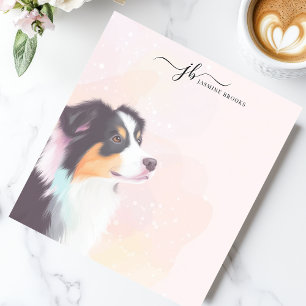 Watercolor Australian Shepherd Personalized Notepad
