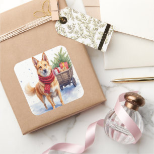 Watercolor Australian Stumpy Tail Cattle Dog Square Sticker