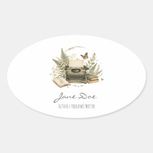 Watercolor Author Logo Sticker Botanical Typewrite