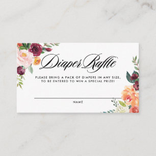 Watercolor Autumn Blooms Baby Shower Diaper Raffle Enclosure Card