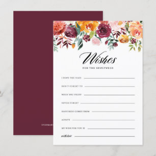 Watercolor Autumn Blooms Wishes for the Newlyweds Enclosure Card