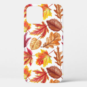 Watercolor autumn botanic, seamless composition. iPhone 12 case