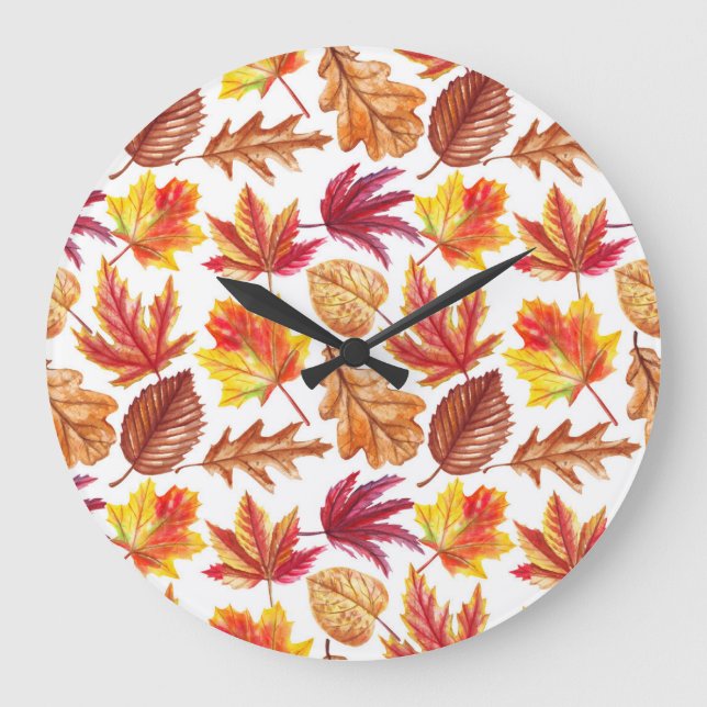 Watercolor autumn botanic, seamless composition. large clock (Front)