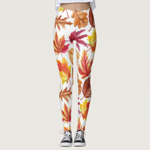 Watercolor autumn botanic, seamless composition. leggings