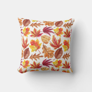 Watercolor autumn botanic, seamless composition. throw pillow