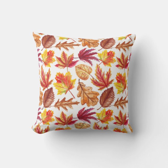 Watercolor autumn botanic, seamless composition. throw pillow (Front)