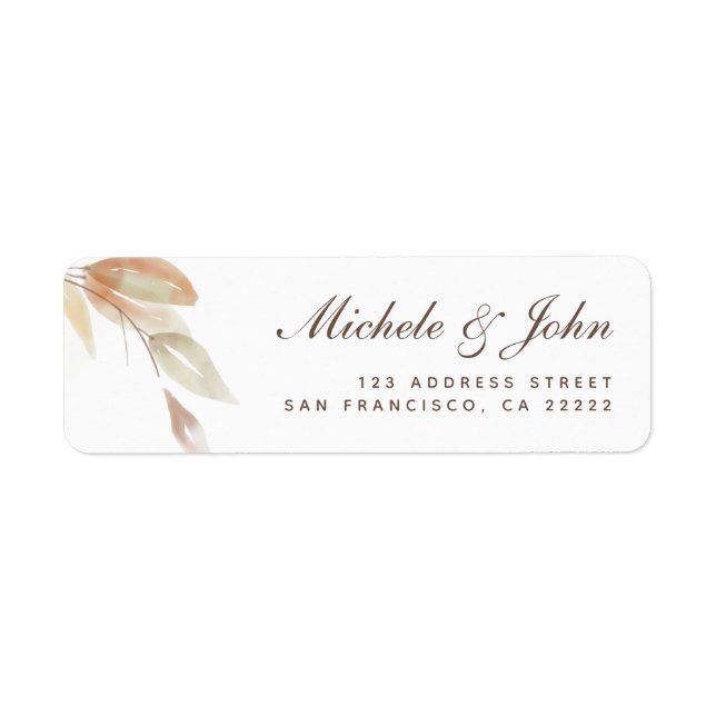 Watercolor Autumn Branch Simple Address Labels (Front)