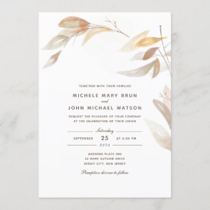 Watercolor Autumn Branch Simple Faire-part de mari