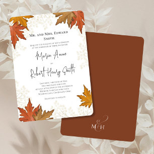 Watercolor Autumn Elegant Elegant Wedding Invitation