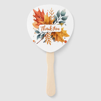 Watercolor Autumn Fall Colour Leaves Hand Fan