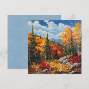 Watercolor Autumn Fall Colours Greeting Flat Card
