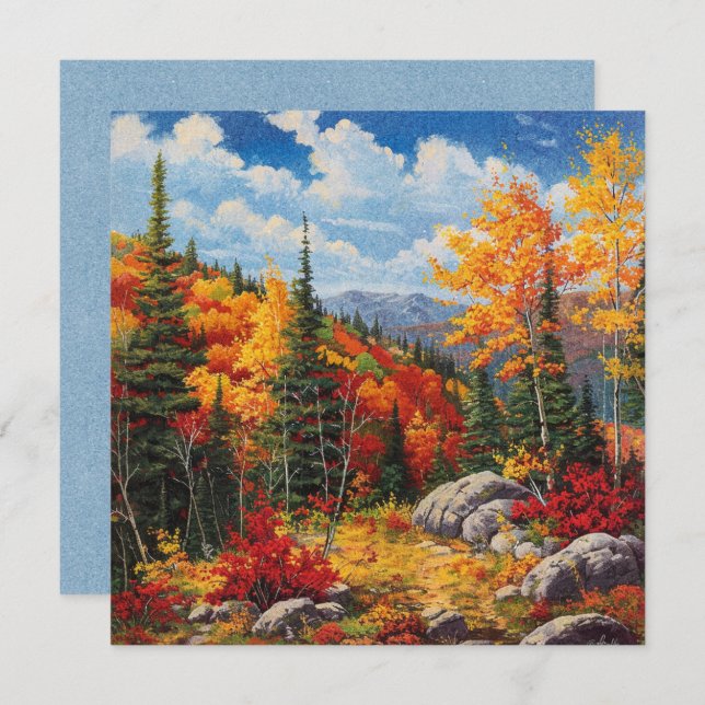 Watercolor Autumn Fall Colours Greeting Flat Card (Front/Back)