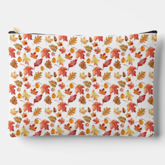 Watercolor Autumn Fall Leaves Seamless Pattern Accessory Pouch