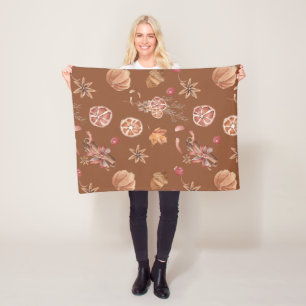 Watercolor Autumn Fall Thanksgiving Fleece Blanket