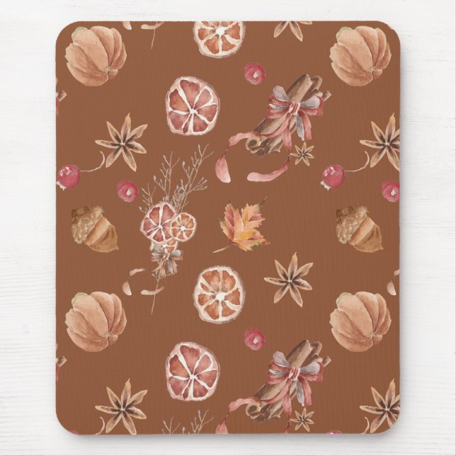 Watercolor Autumn Fall Thanksgiving Mouse Pad (Front)