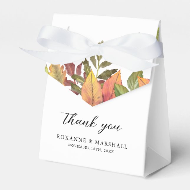 Watercolor Autumn Fall Wedding Thank You Favor Box (Front Side)