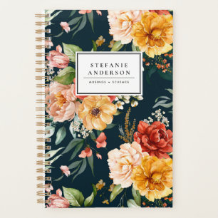 Watercolor Autumn Flowers and Greenery Pattern Planner