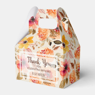 Watercolor Autumn Flowers Bridal Shower Favor Box
