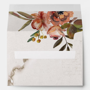 Watercolor Autumn Flowers Wedding Envelope