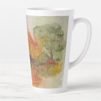 Watercolor Autumn Forest Scene Latte Mug