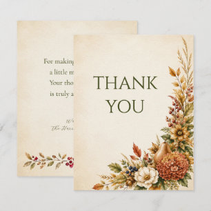 Watercolor Autumn Garden Botanical Gratitude Card