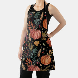 Watercolor Autumn Harvest Pattern Apron
