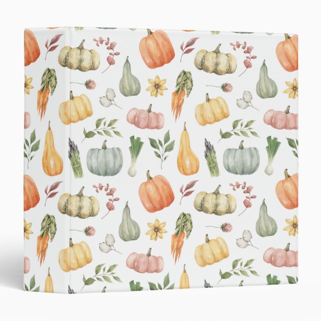 Watercolor Autumn Harvest Pattern Binder (Front/Spine)