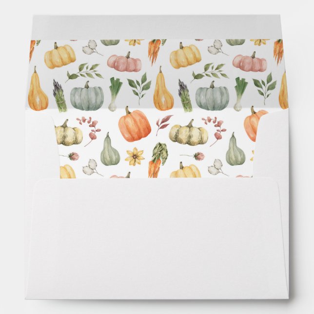 Watercolor Autumn Harvest Pattern Envelope (Back (Bottom))
