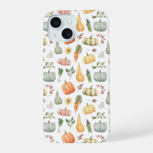 Watercolor Autumn Harvest Pattern iPhone 15 Case